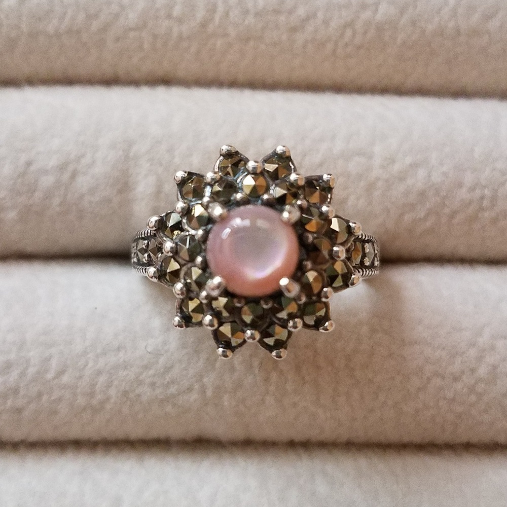 Sterling silver & pink mother of pearl ring
